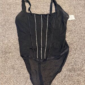 Target Black Bodysuit with Silver Accents